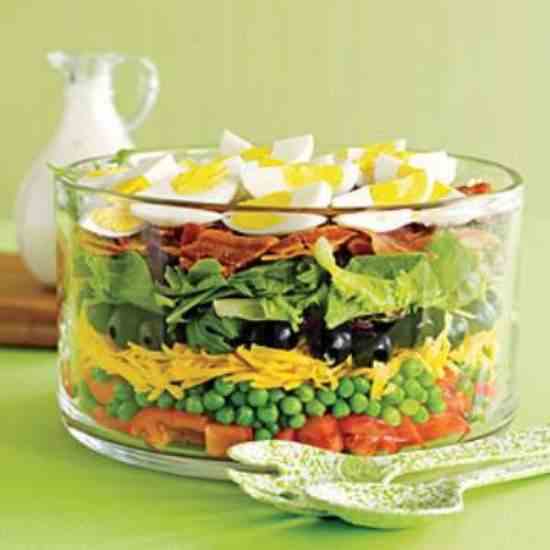 7 Layer Salad with Ranch Dressing