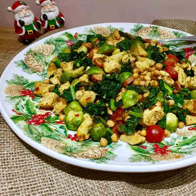 Curried brussels sprouts with chicken and 