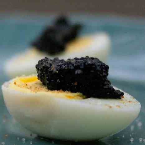 Quail Eggs with Celery Salt & Caviar