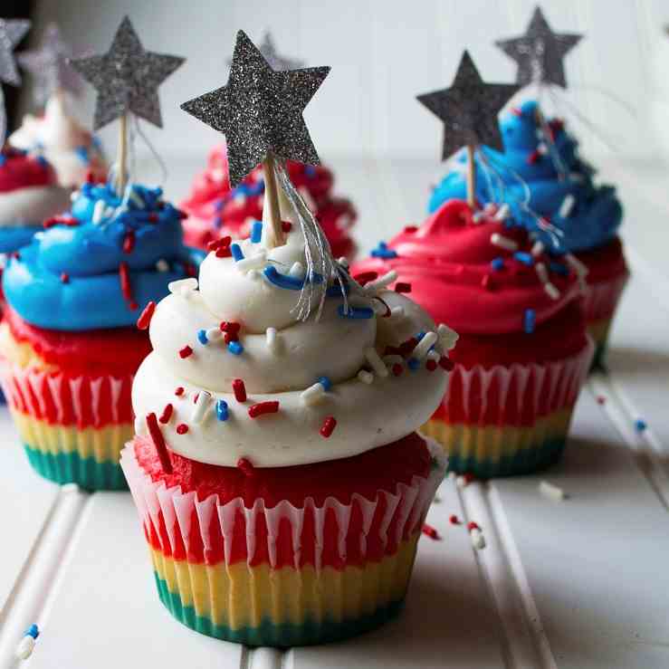 Red White - Blue Cupcakes 