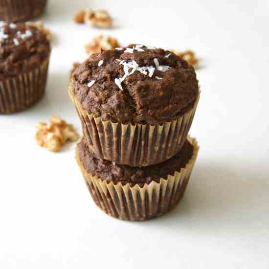 Cacao and Coconut Zucchini Muffins