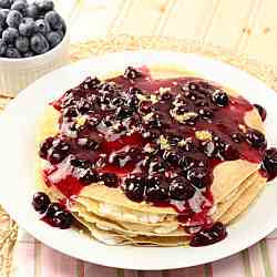 Whole Wheat Crepe Stack w/ Blueberry Sauce