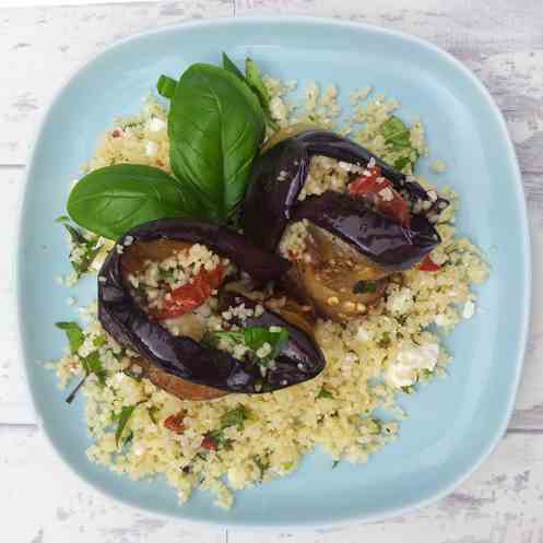 Grilled Aubergine Roulades With Herby Cous