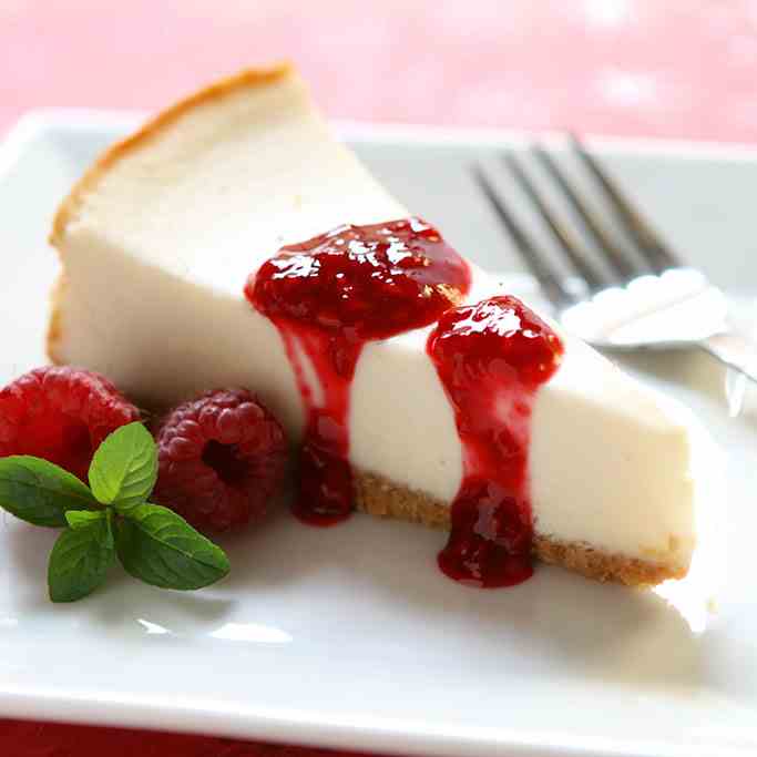 Goat Cheese Cheesecake with Raspberry Jala