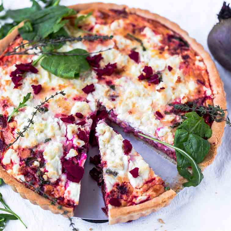 Beetroot Feta and Spinach Tart