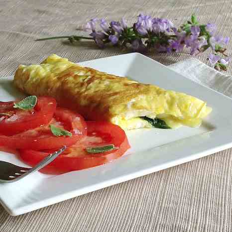 Omelet with Fried Sage and Gruyere