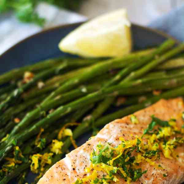 Salmon with Citrus Gremolata and Roasted 