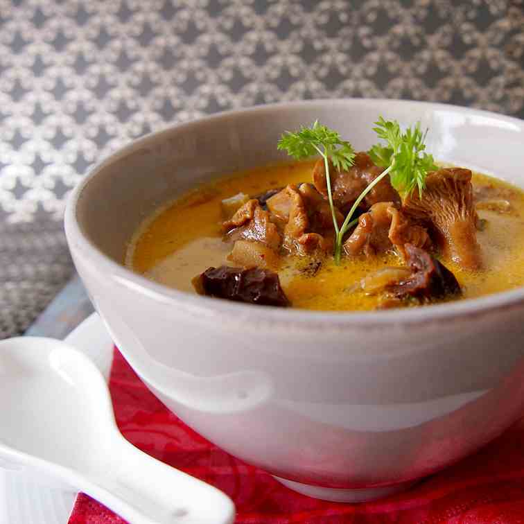 Chanterelle soup with fennel 