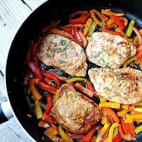 Pork Chops with Balsamic Peppers