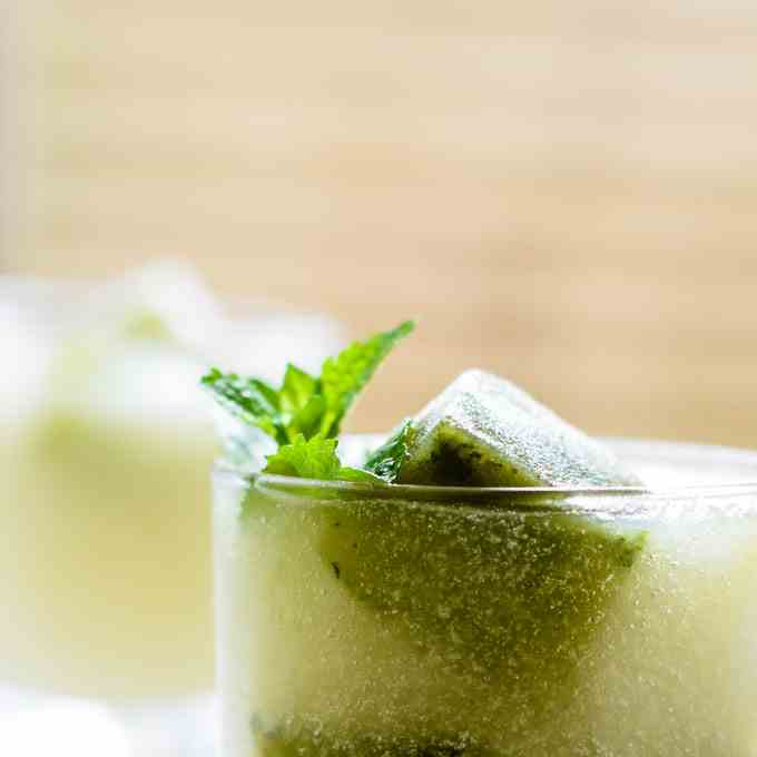 Chilled Melon Soup With Mojito Ice