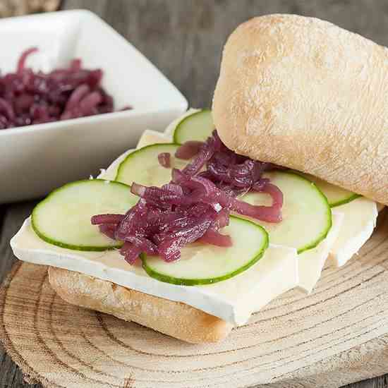 Red onion compote and brie sandwich