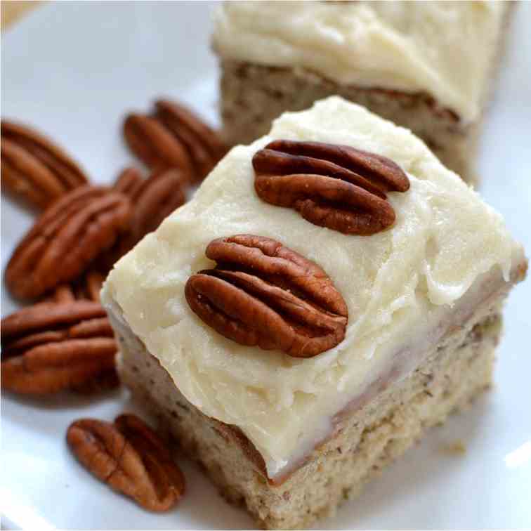 Roasted Banana Bars & ButterPecan Frosting