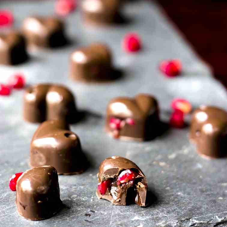 Chocolate Pomegranate Heart Candies