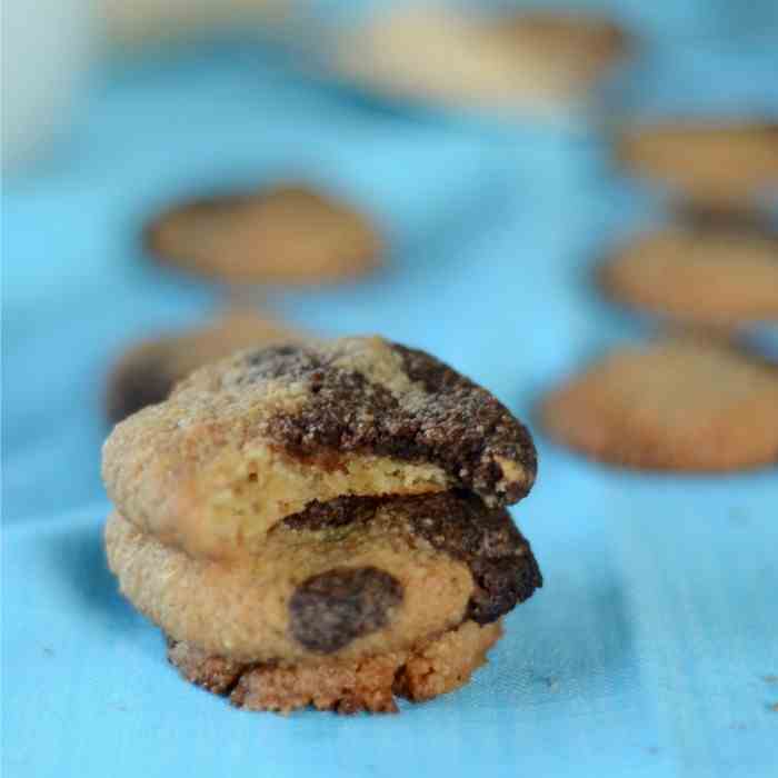 Two Tone Peanut Butter Chocolate Cookies