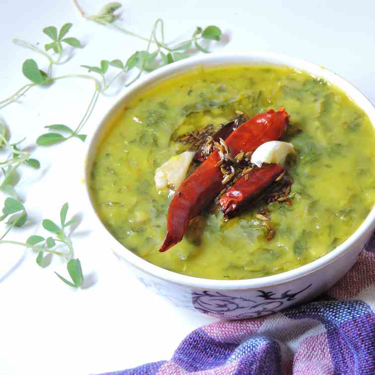 Pegion peas and fenugreek leaves curry