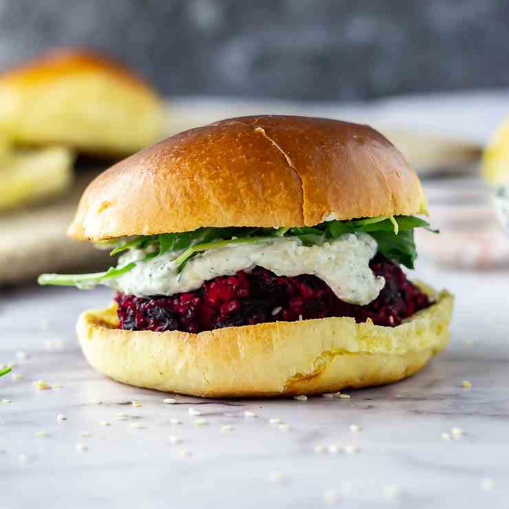 Beetroot Burgers with Whipped Feta