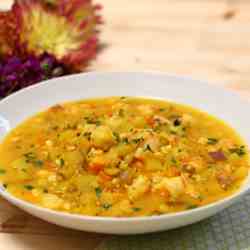 Saffron Potato Soup with Shrimp