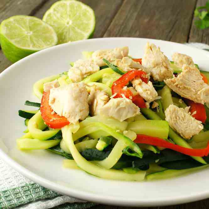 Thai Chicken Salad With Cucumber Noodles