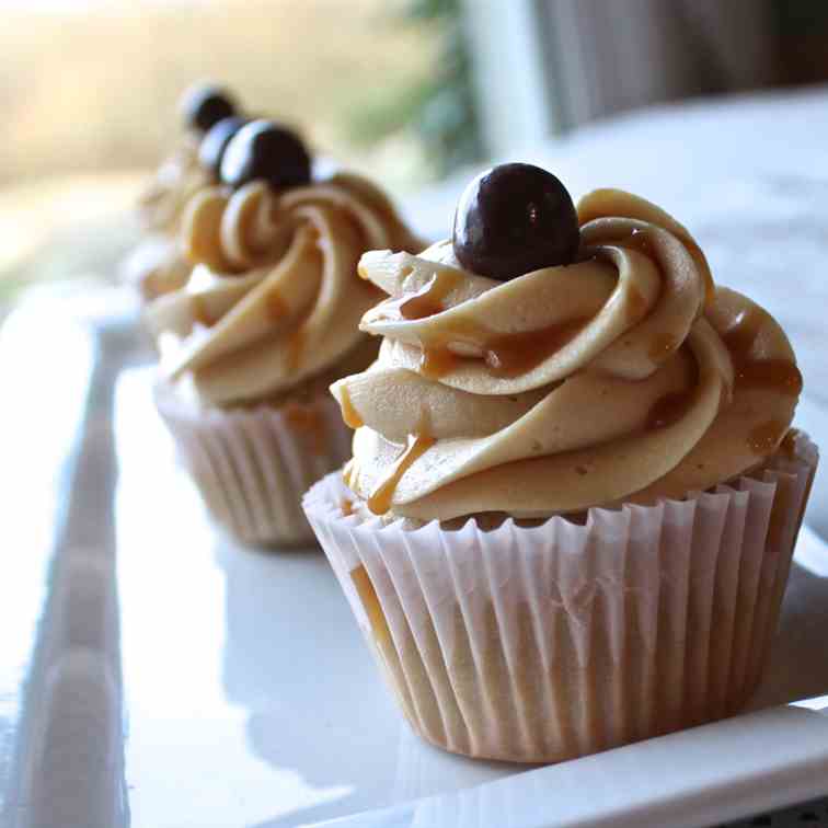 Coffee Cupcakes with Caramel Frosting