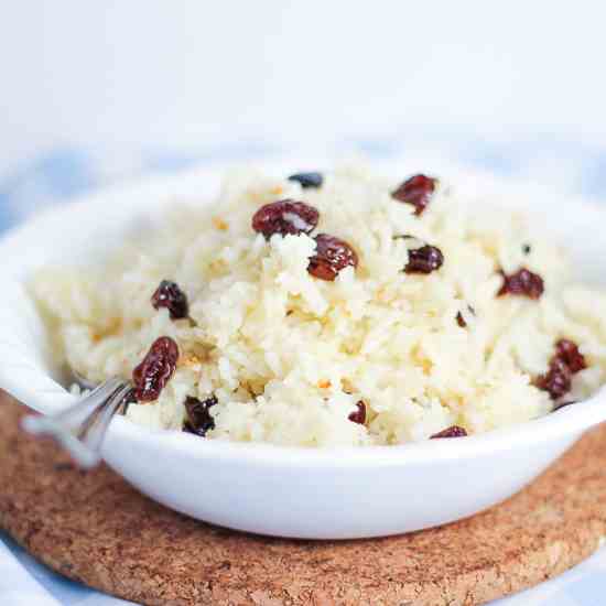 Rice Cooked in Milk with Raisins