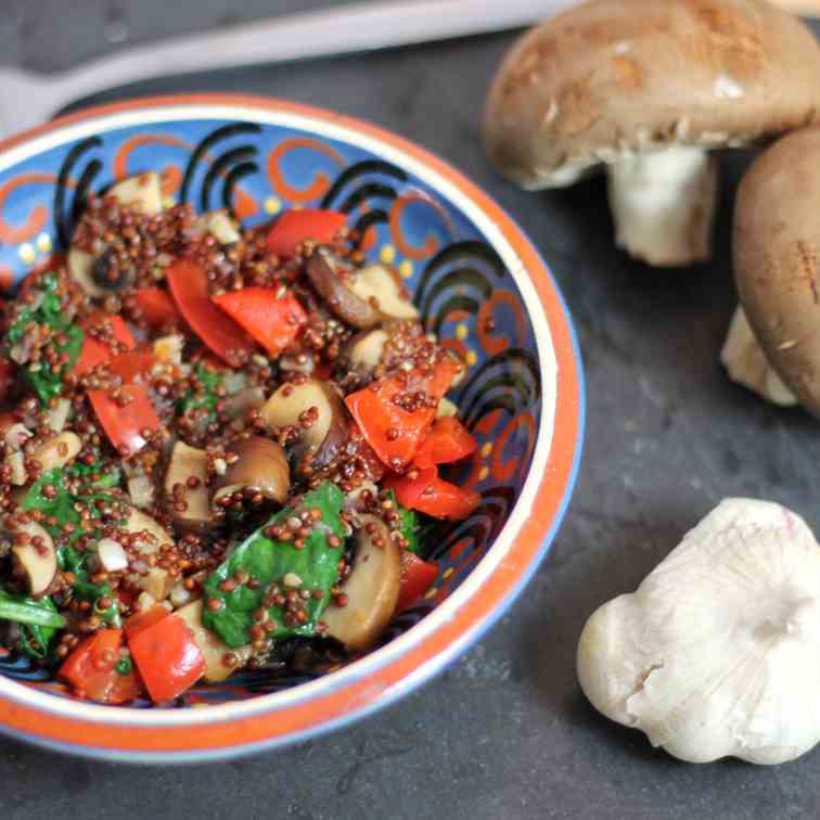 Garlic Mushroom and Spinach Red Quinoa 