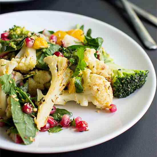 Roasted Broccoli and Cauliflower Salad
