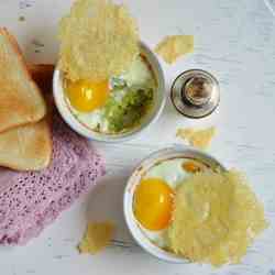 Eggs in ramekins with favabeans cream