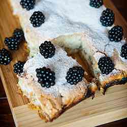 Apple cake with blueberries on top