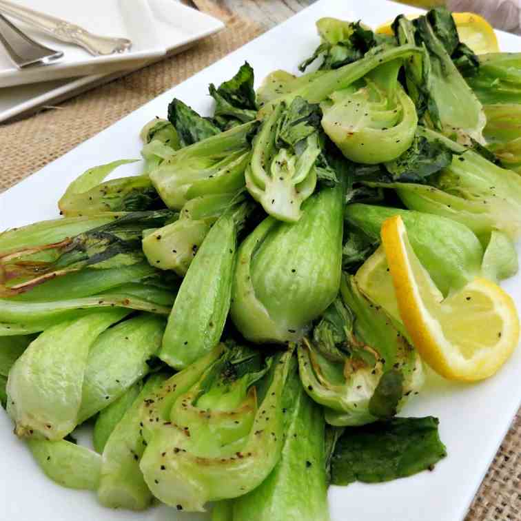 Oven-Roasted Baby Bok Choy