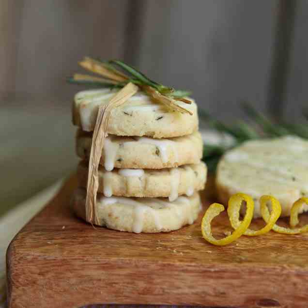 Rosemary Shortbread with Lemon Glaze