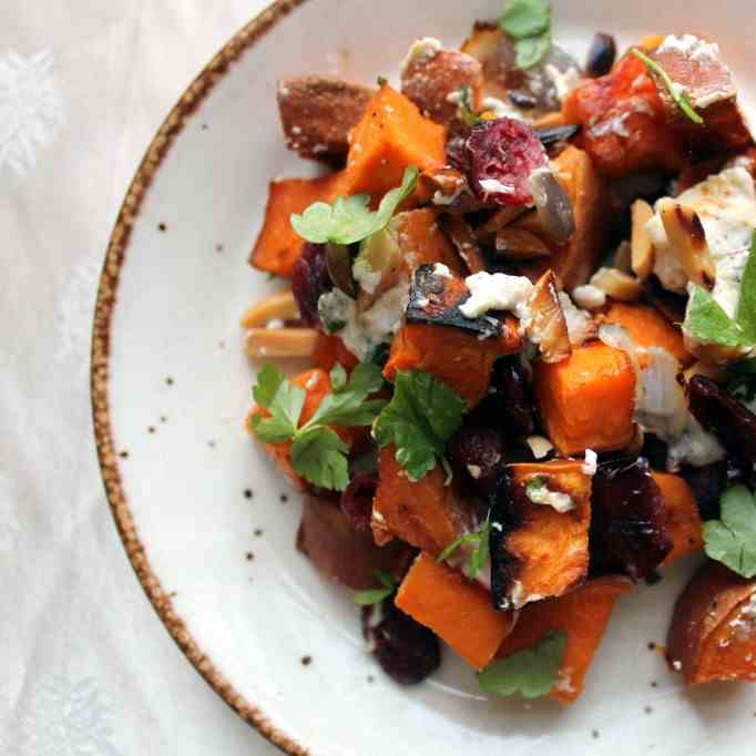 Festive roasted sweet potato salad