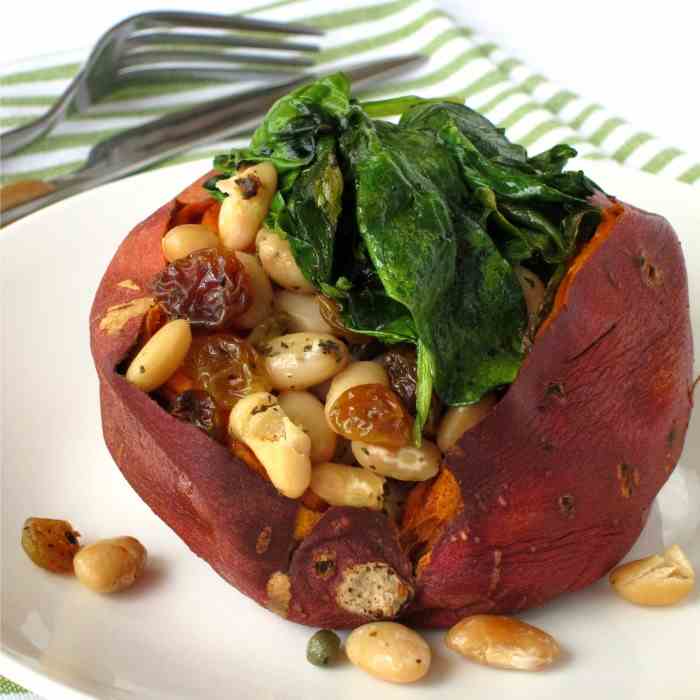Sweet Potatoes with Cannellinis - Spinach