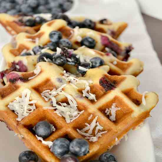 Blueberry Coconut Waffles