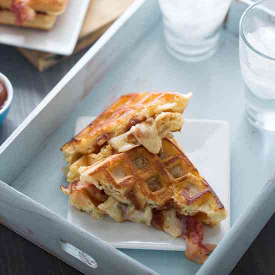 Apple Butter Bacon Waffle Sandwich