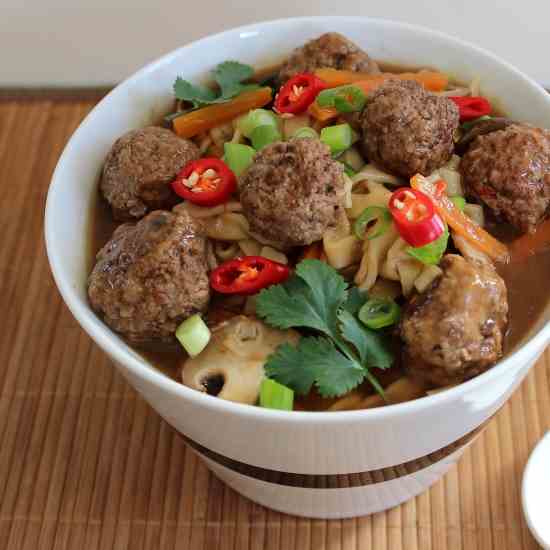 Beef Meatball Noodle Soup
