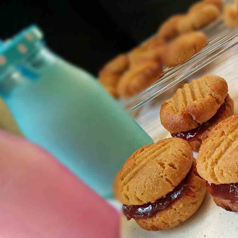 Chewy Peanut Butter and Jam Biscuits