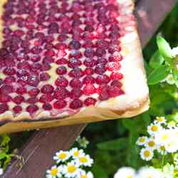 raspberry tart with vanilla creme
