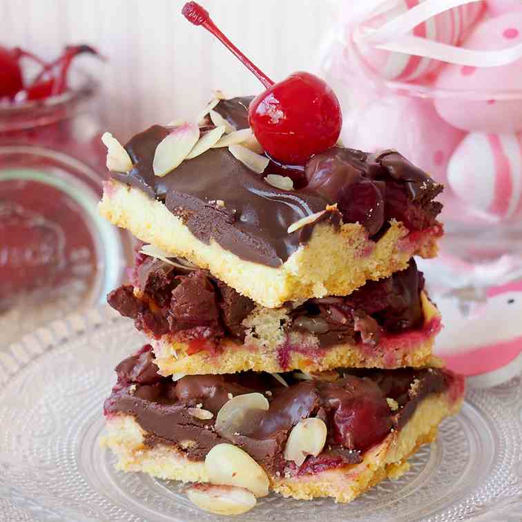 Shortbread with cherries &chocolate