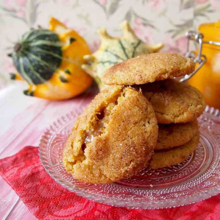 Toffee Stuffed Pumpkin Cookies