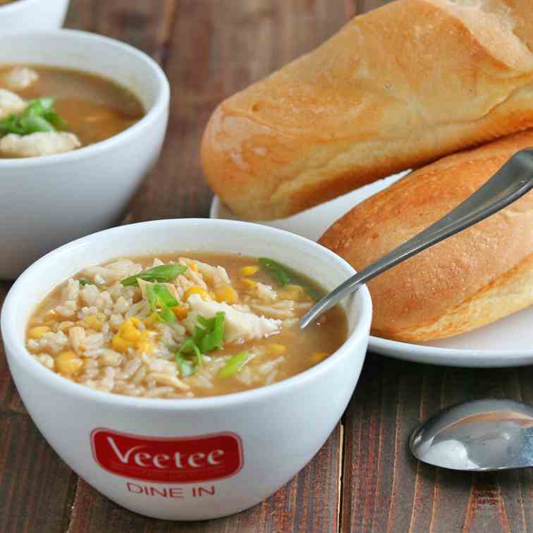 Asian Style Chicken - Corn Soup with Rice