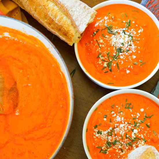 Roasted Red Pepper and Tomato Soup 
