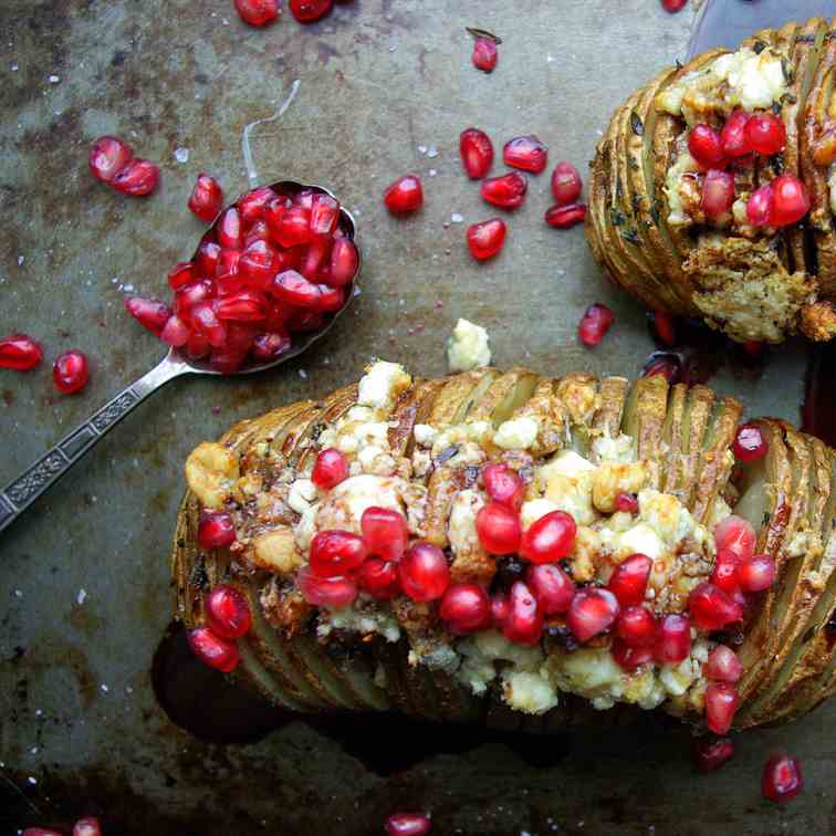 Hasselback Potatoes with Pomegranate