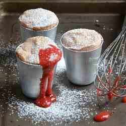 Rhubarb and strawberry souffle