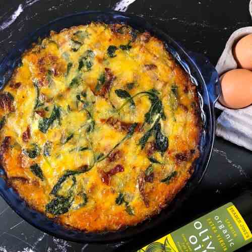 Sun-Dried Tomato Frittata with Baby Kale 