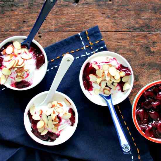 Frozen Yogurt with Cherry Compote