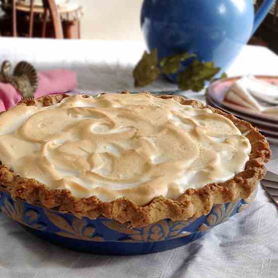 Butterscotch Meringue Pie with Pecan Crust