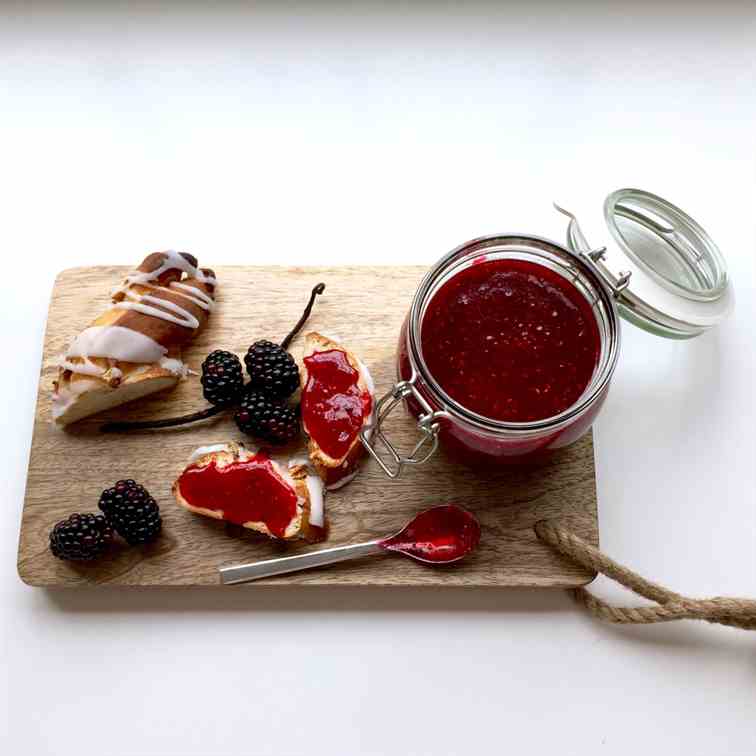 Autumn raspberry and blackberry jam