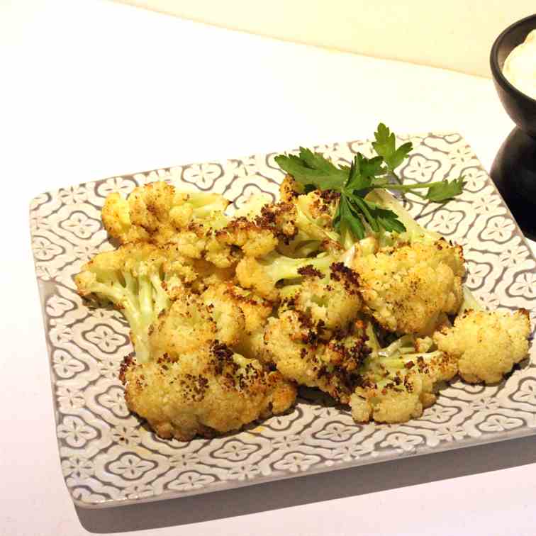 Roasted Cauliflower with Cheese Dip