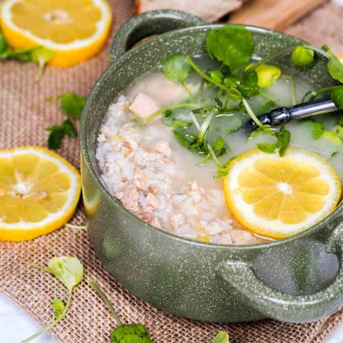 Salmon Lemon Rice Soup