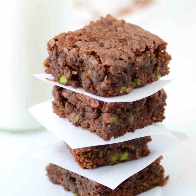 Kahlua and Pistachios brownies